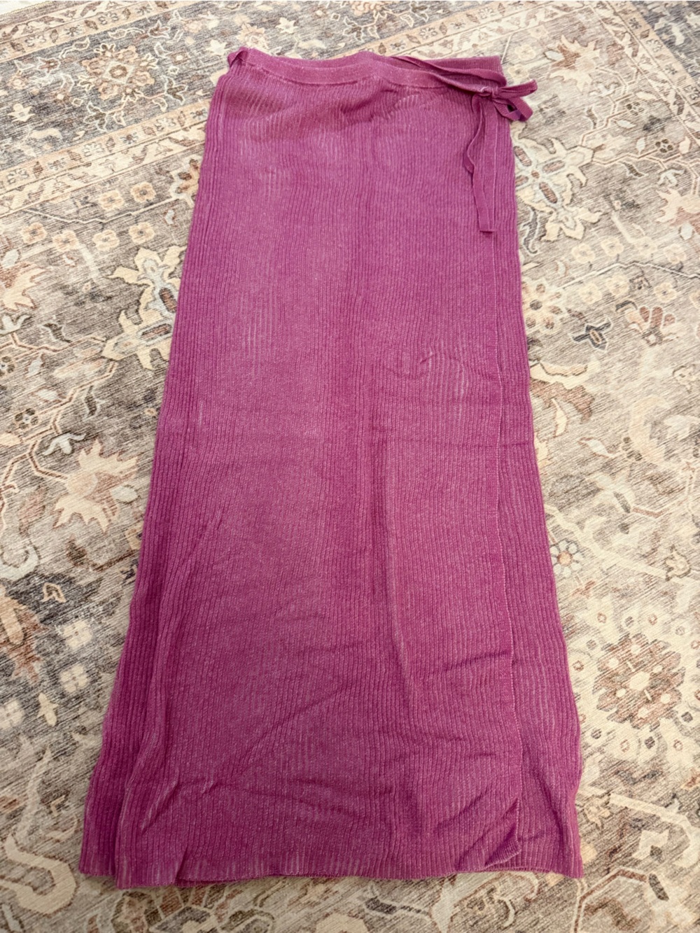 Free People Magenta Knit Maxi Skirt with Side Tie